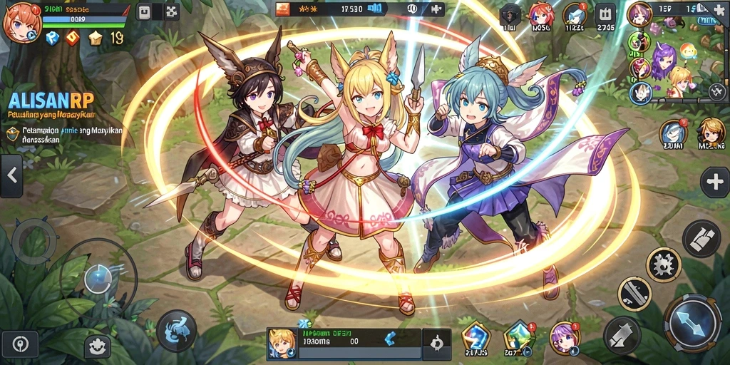 Screenshot gameplay ALISANRP menampilkan karakter anime yang dinamis.