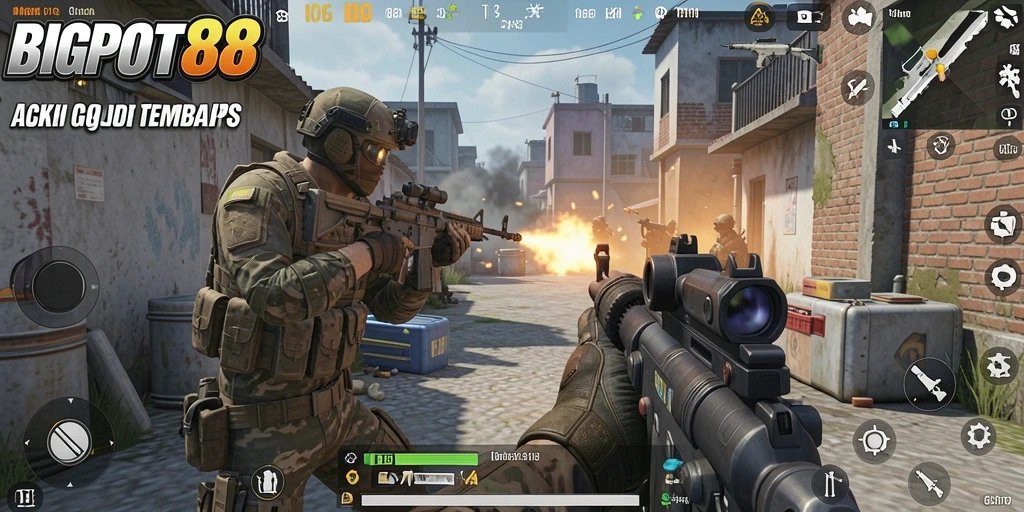 Tampilan gameplay menembak yang menegangkan di BIGPOT88.