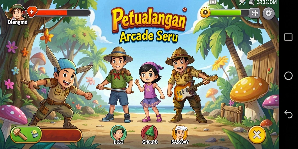 Tampilan gameplay D73 yang penuh aksi dan keseruan.