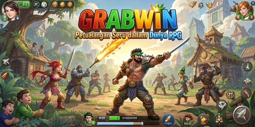 Tampilan gameplay RPG yang mendebarkan dari GRABWIN.