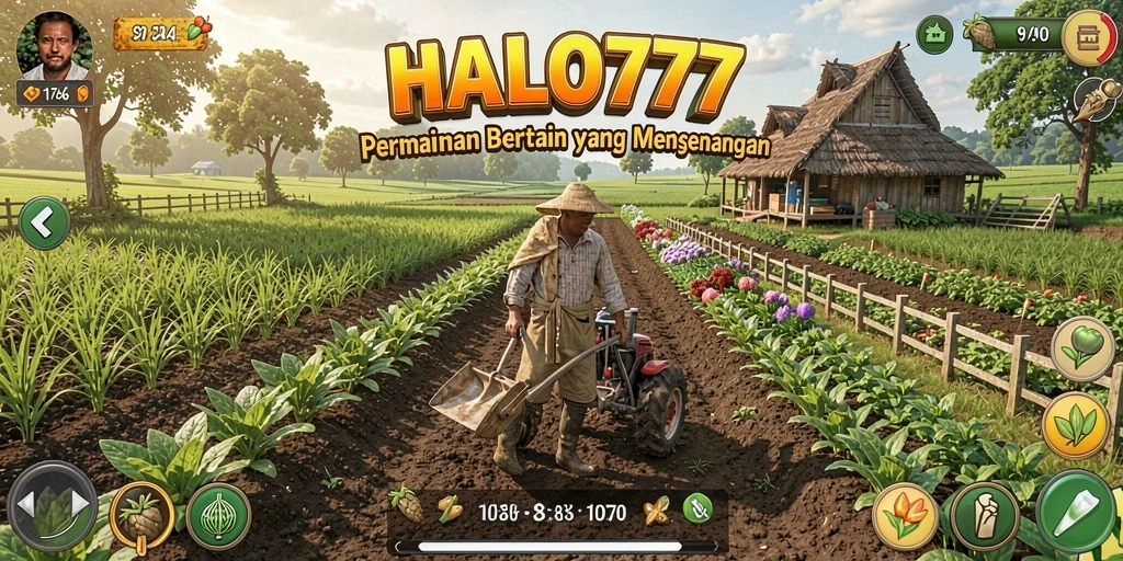 Tangkapan layar utama HALO777 menampilkan pengalaman bertani yang seru.