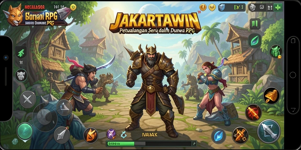 Screenshot utama JAKARTAWIN menampilkan aksi seru dalam gameplay RPG.
