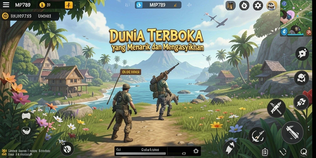 Tangkapan layar gameplay MVP789 menampilkan dunia terbuka yang cantik dan banyak aktivitas.