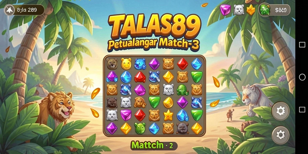 Gameplay seru TALAS89 dengan tantangan Match-3 yang mengasyikkan.