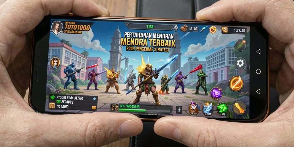 Screenshot gameplay TOTO1000 menampilkan pertarungan seru di Tower Defense.