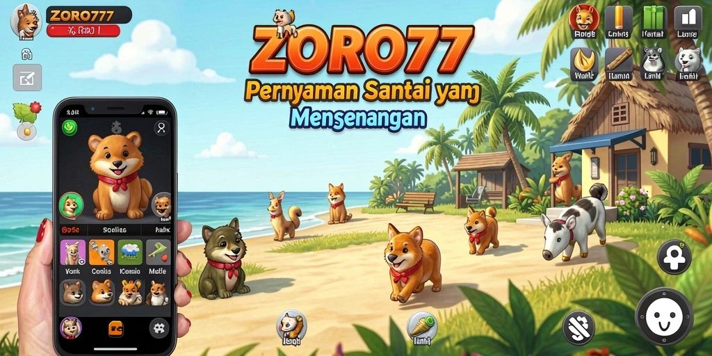 Tampilan gameplay <strong>ZORO77</strong> yang ceria dan menghibur.